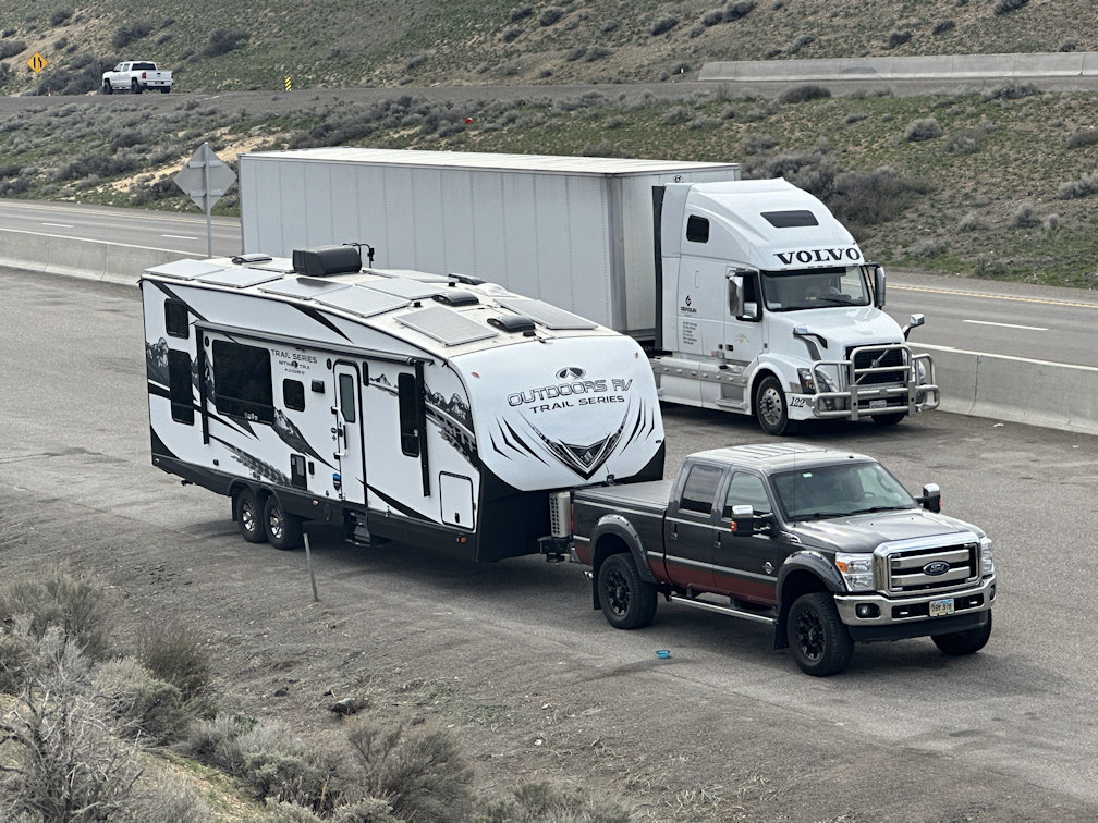 2016 Ford F-350 towing 2022 Outdoors RV Mountain Trail 29TRX